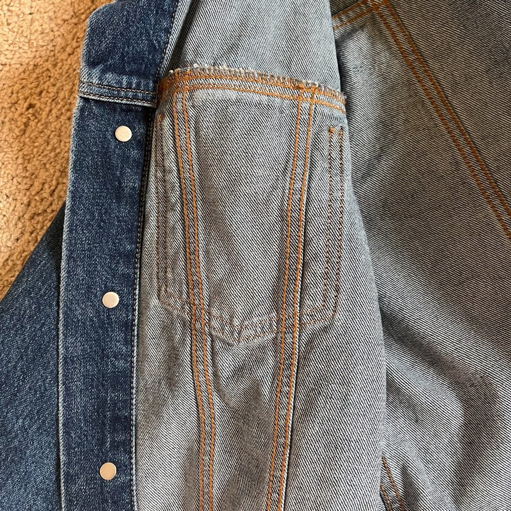 Everlane "Shrunken Denim Jacket" | Dark Indigo Cropped Jean Jacket | Size Small - Picture 9 of 12